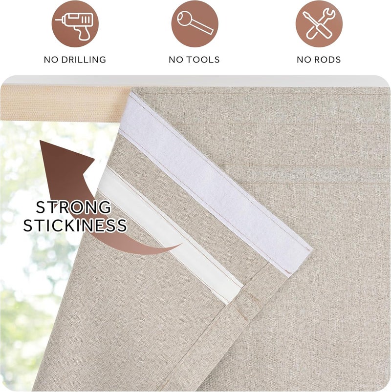 StangH Beige 100% Blackout Roman Shades, Magnetic Room Darkening Linen Blind for Doors Heat & Cold Blocking Farmhouse Window Shade for Bedroom Office, W 26 x L 72, 1 Panel - Image 4